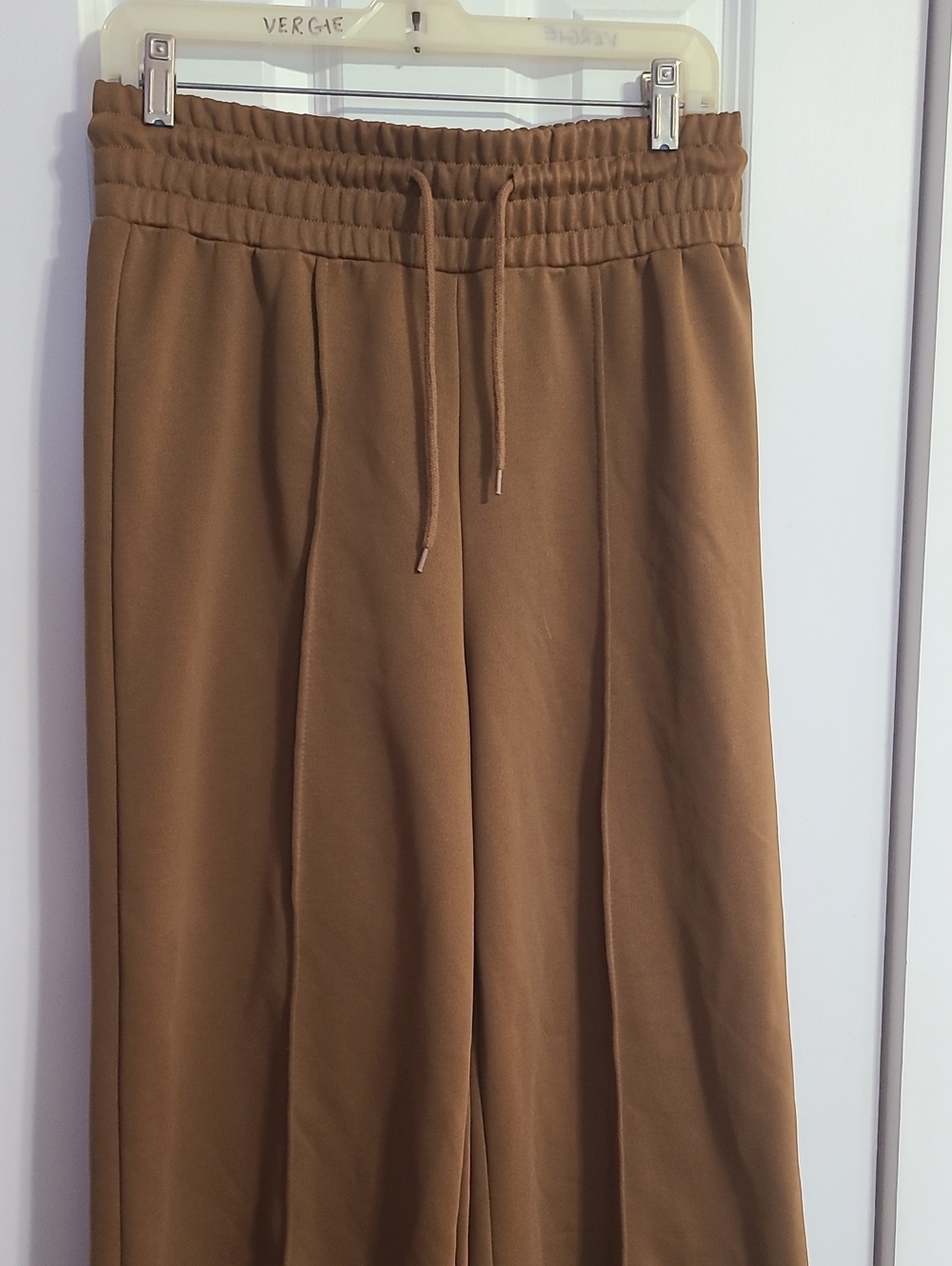 Wide Leg Drawstring Pants in Camel Brown - Picture 2 of 4